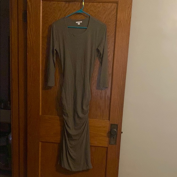 James Perse Dresses & Skirts - Standard James Perse Olive Green Ruched Long Sleeve Bodycon Dress